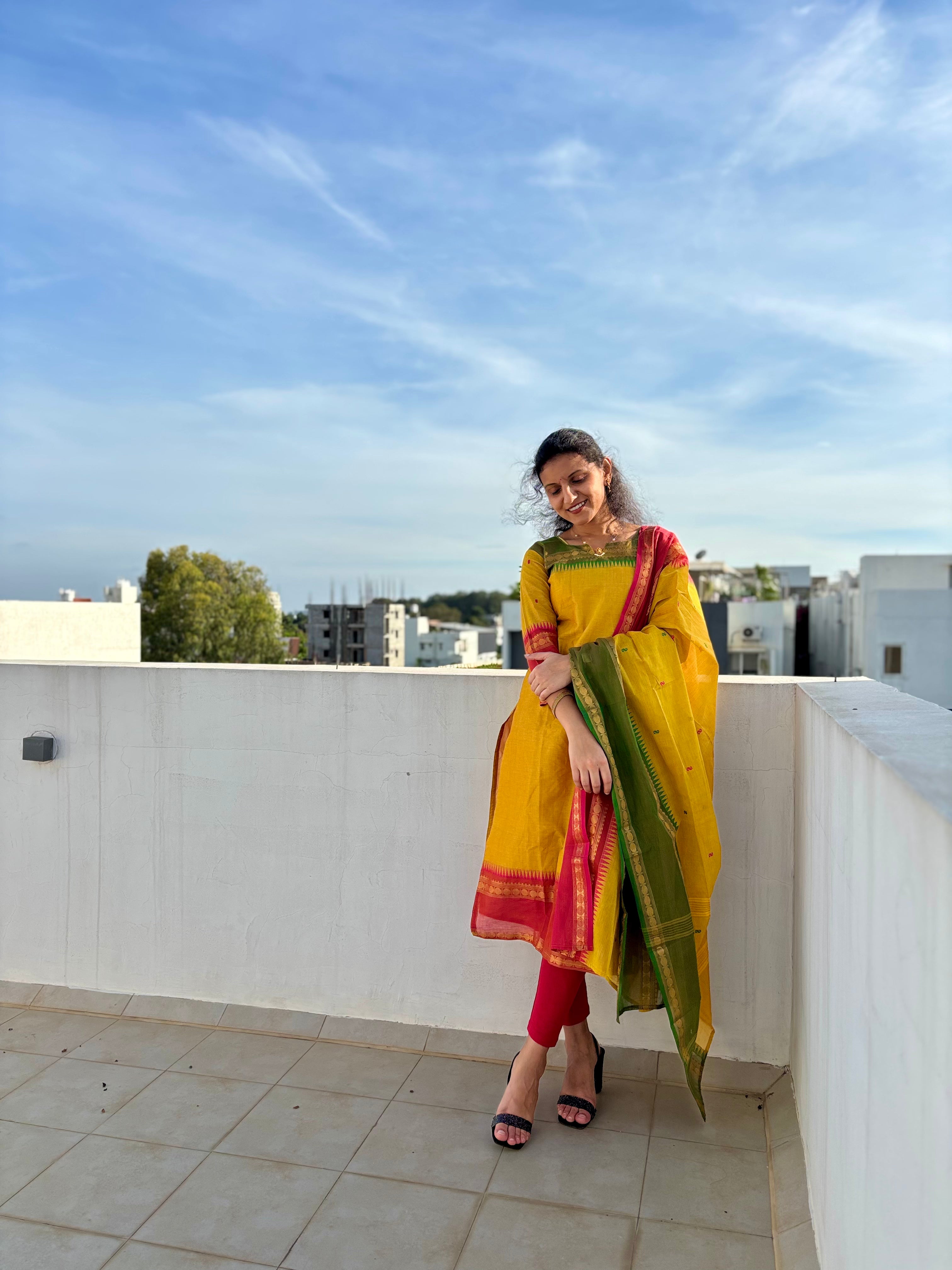 Yellow kanchi cotton