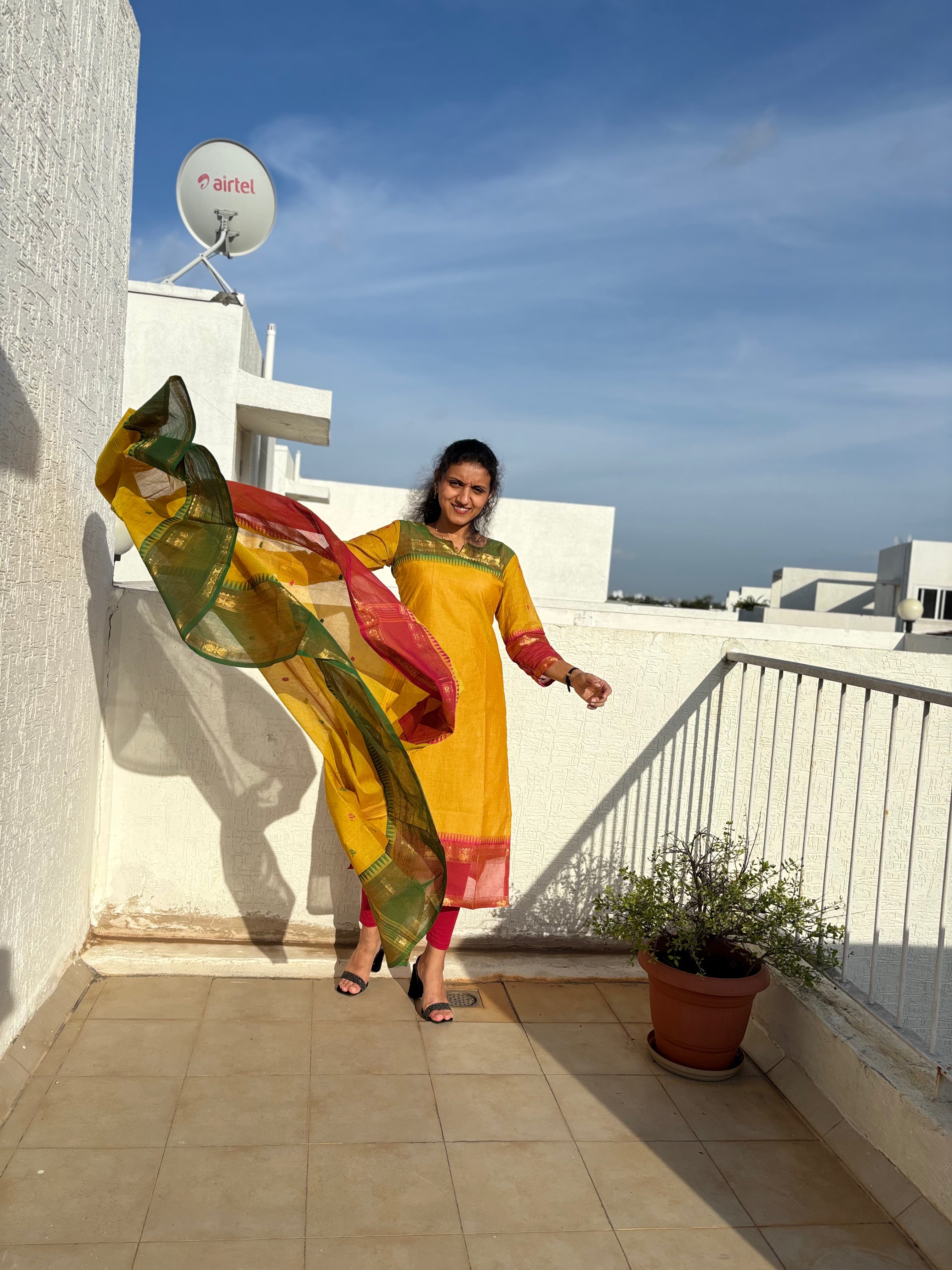 Yellow kanchi cotton