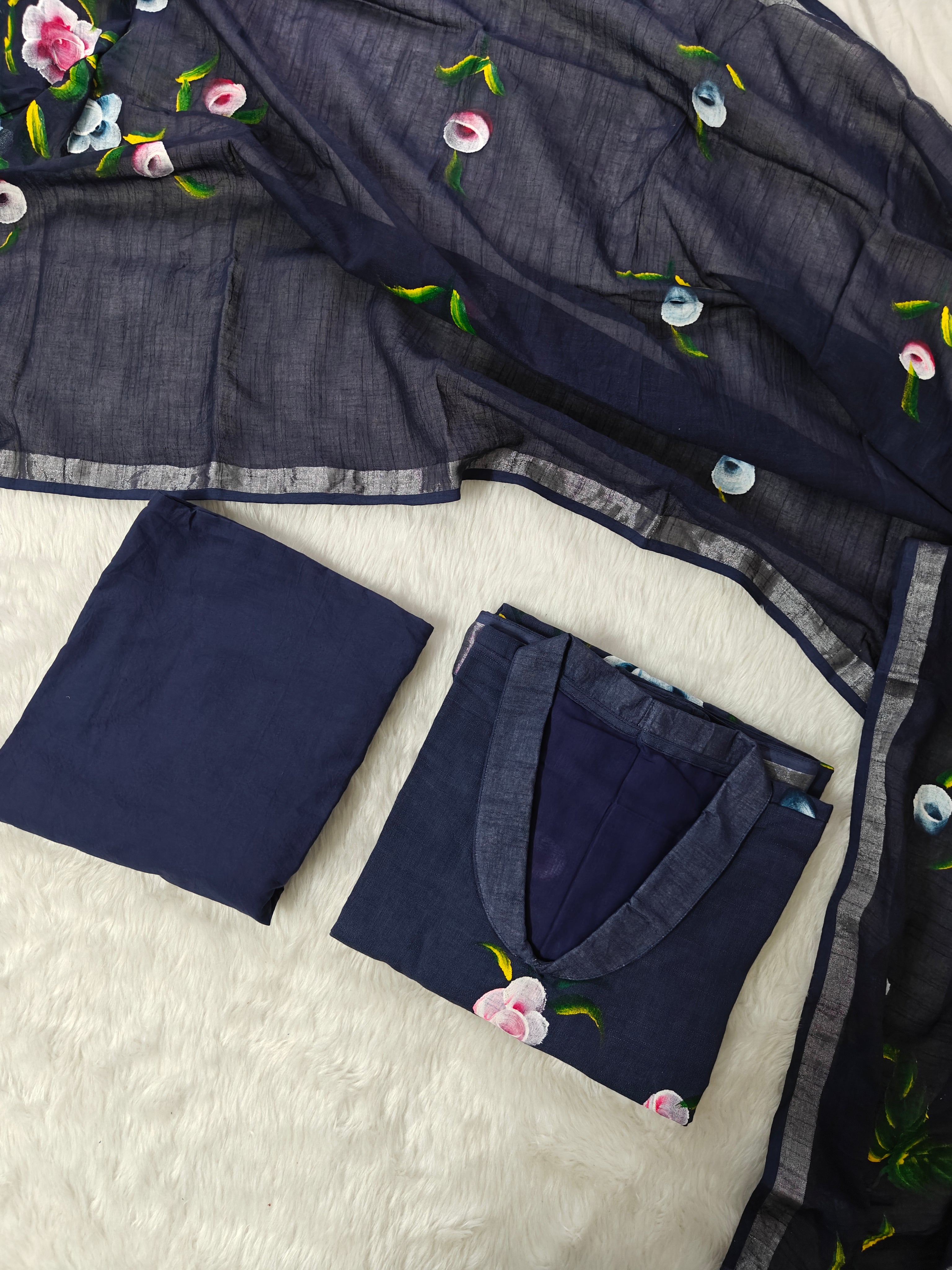 Hand-painted blue floral