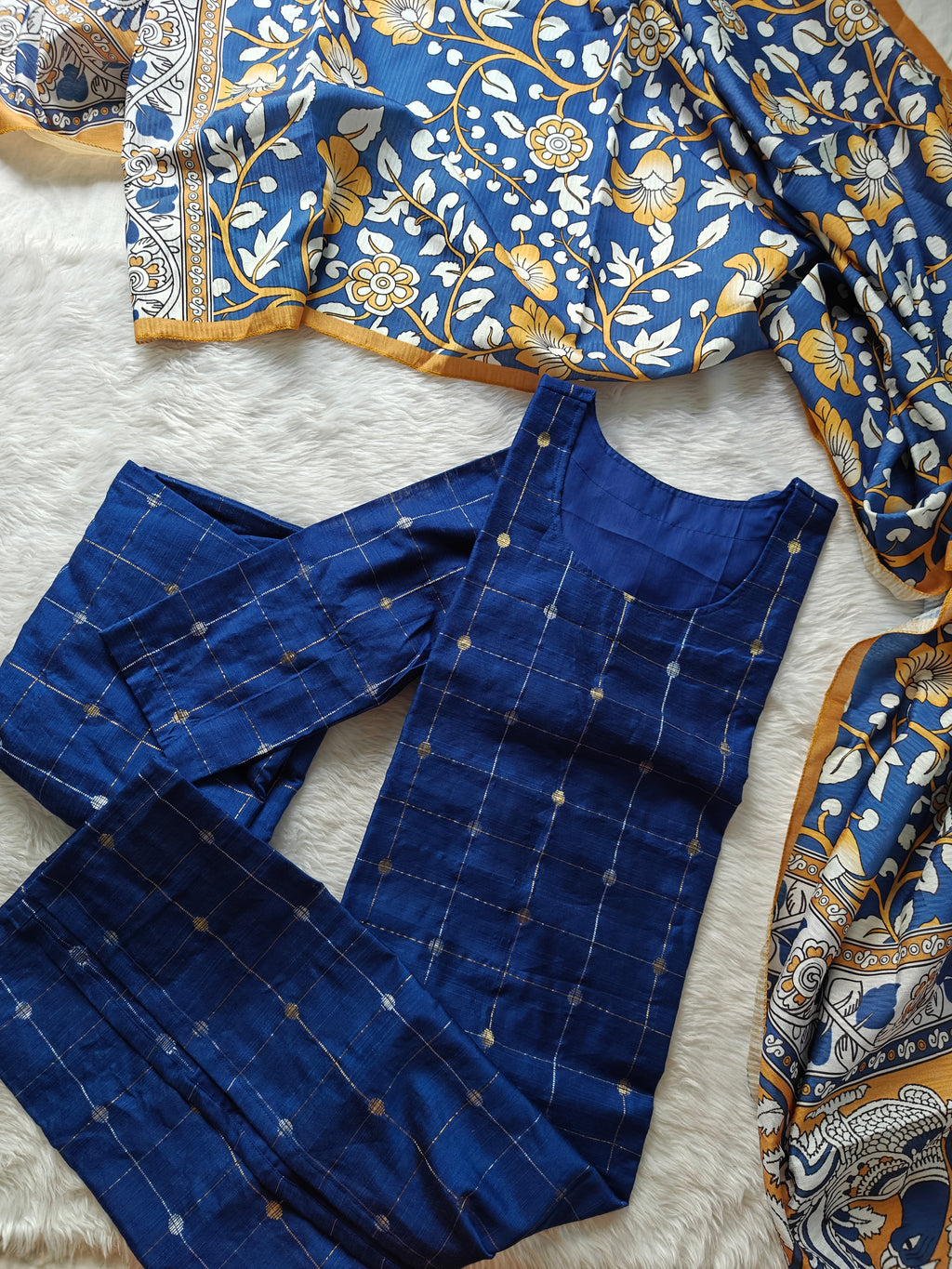 Royal blue kalamkari set