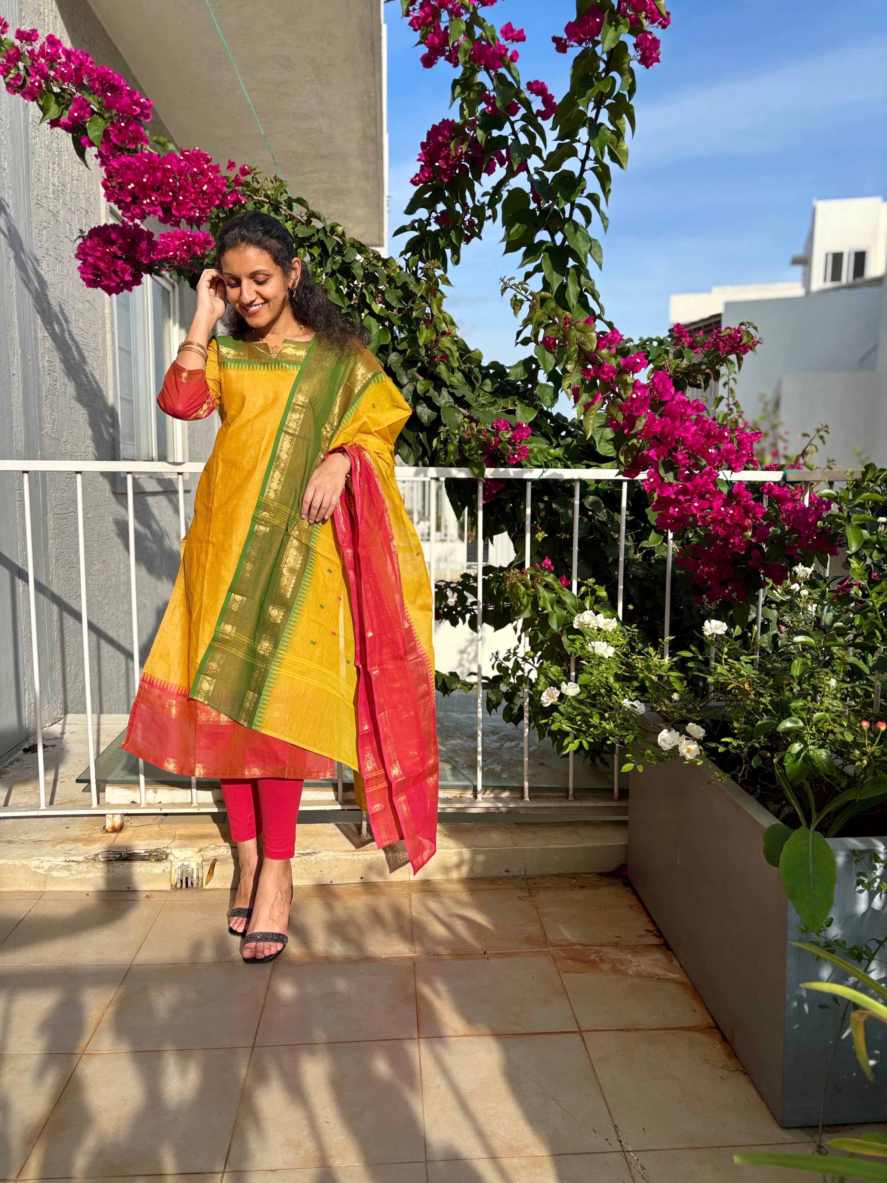 Yellow kanchi cotton