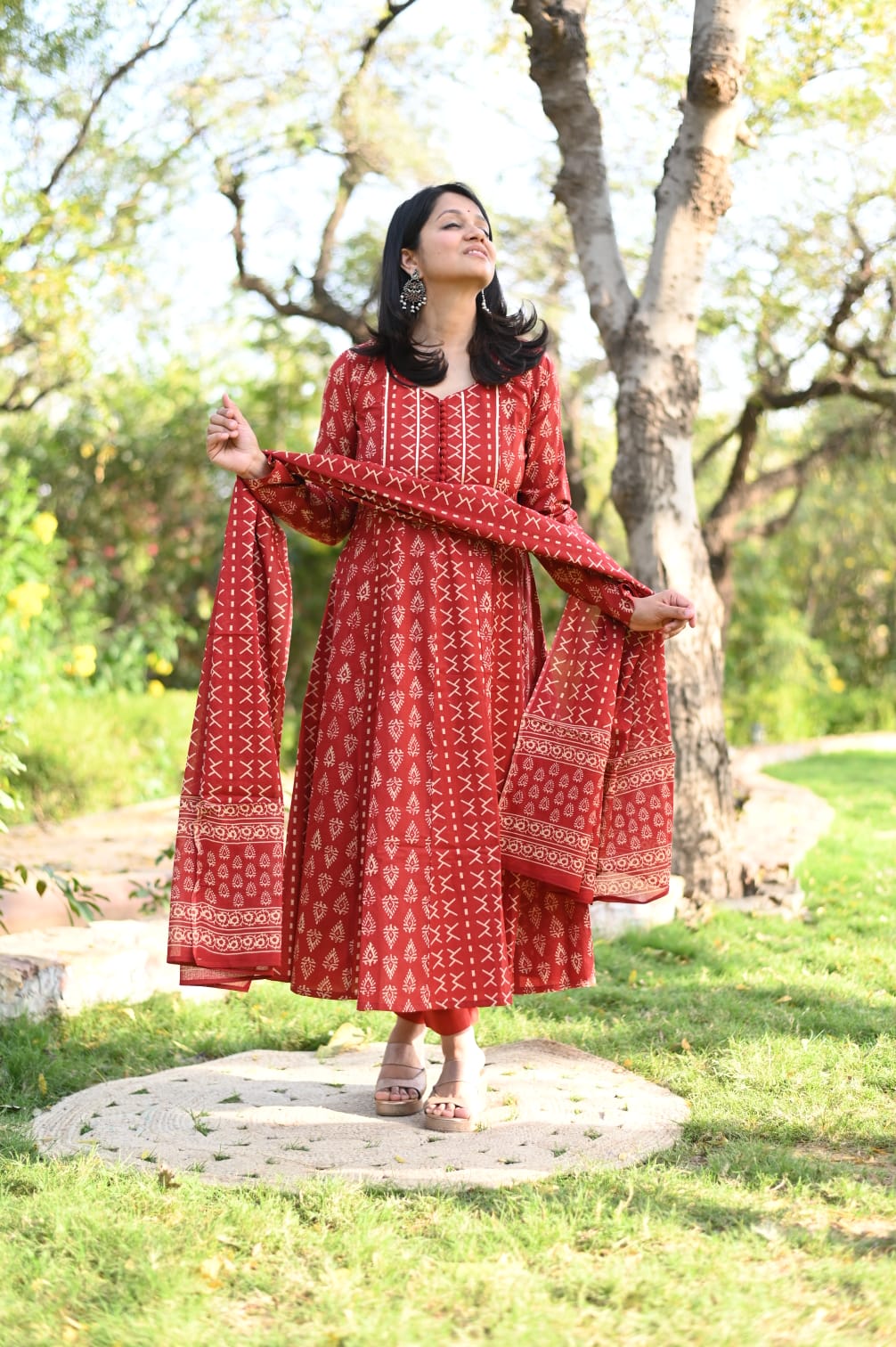 Red cotton anarkali