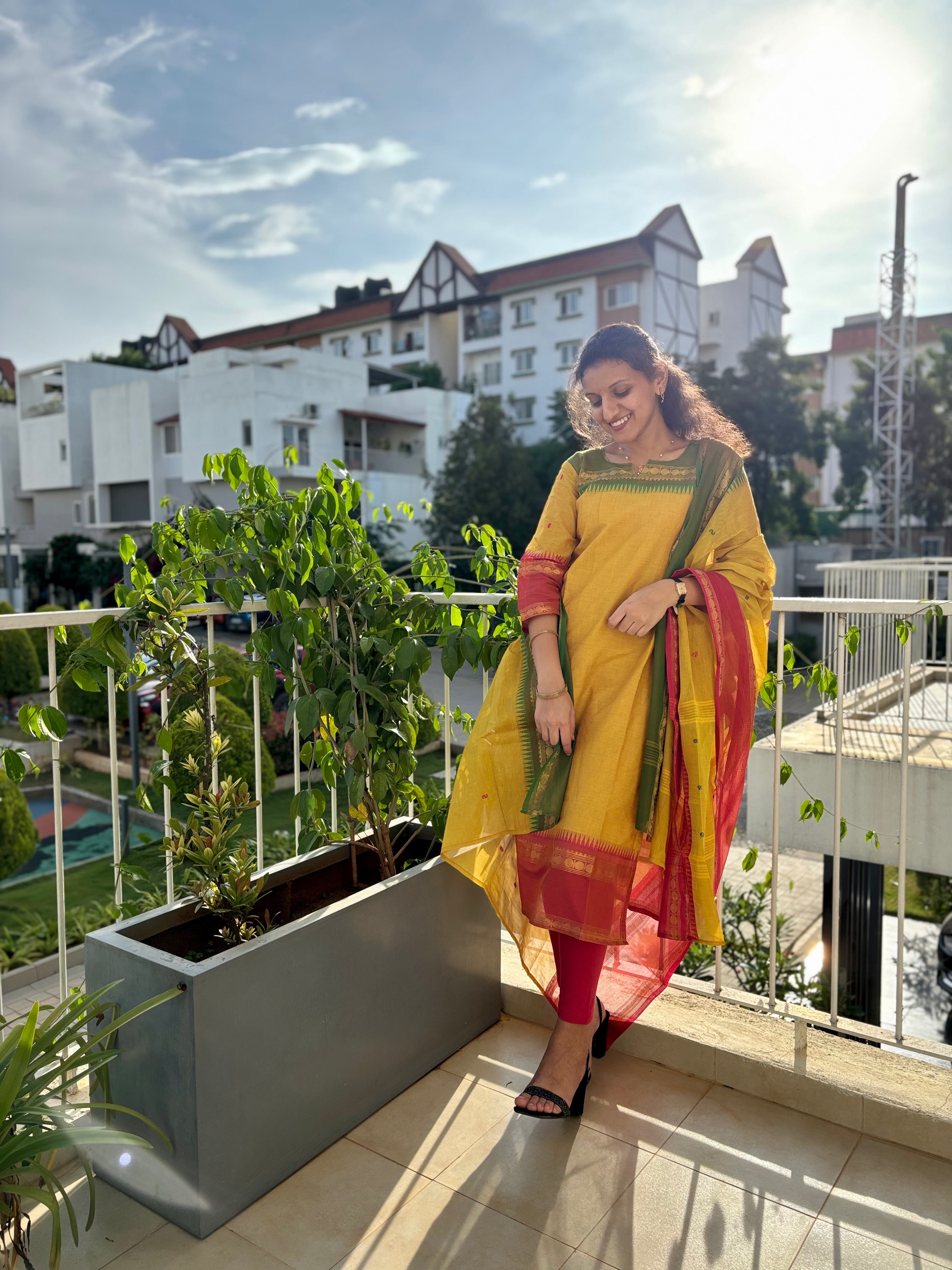 Yellow kanchi cotton